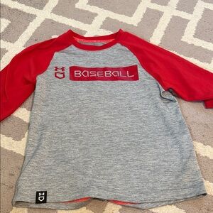 Under Armour Kids Red and Gray Long Sleeve Tee